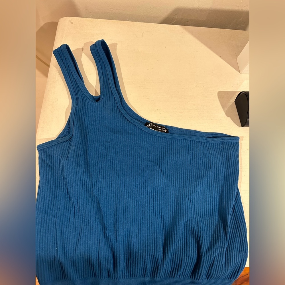 Zara blue one shoulder crop top